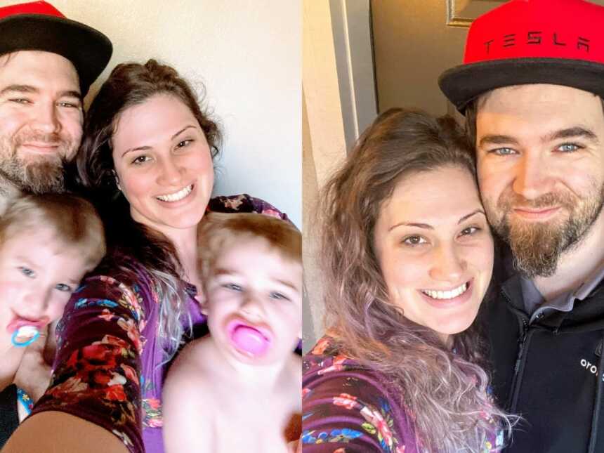 Parents working on their relationship take pictures in husband's new home separate from the rest of his family