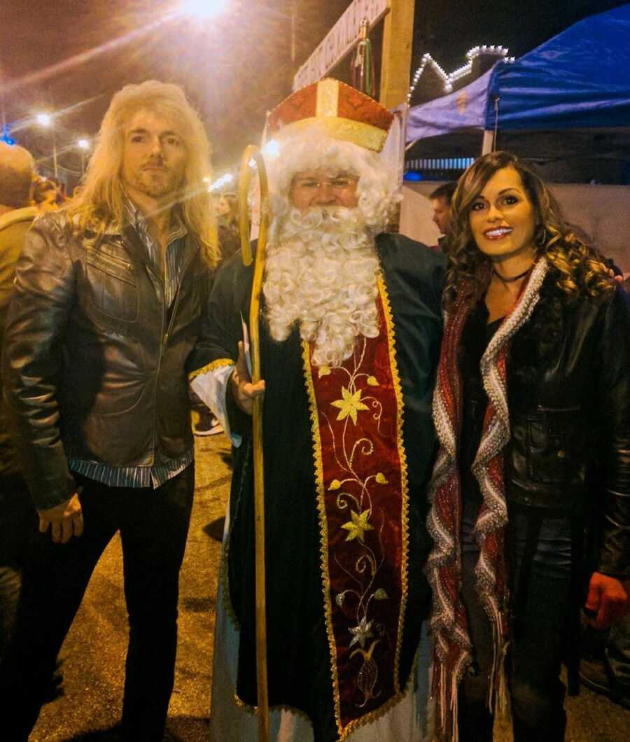 couple posing with Santa