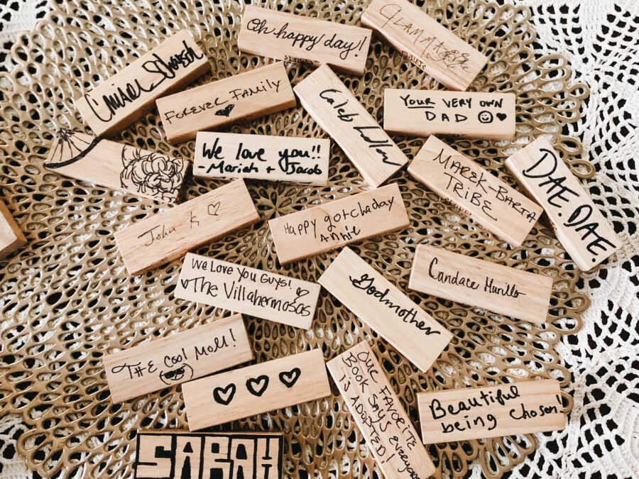 jenga pieces showing words of affirmation