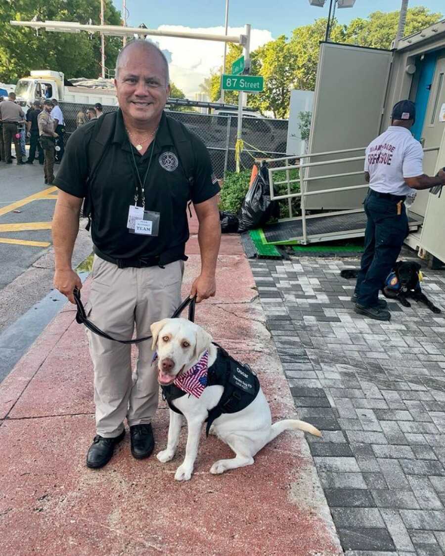 dog with his first responder to help him