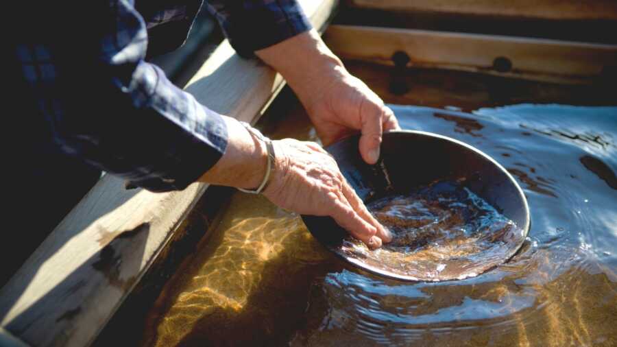 Panning for gold.
