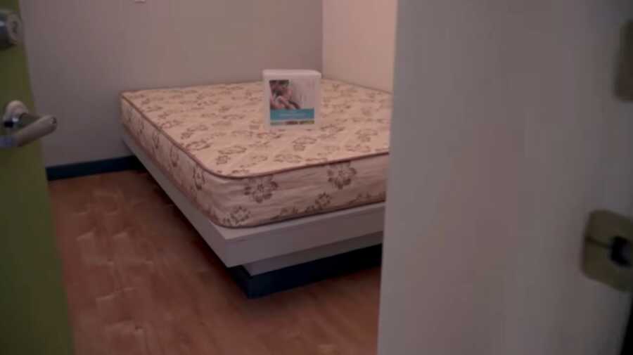 mattress with a welcome gift for the homeless community