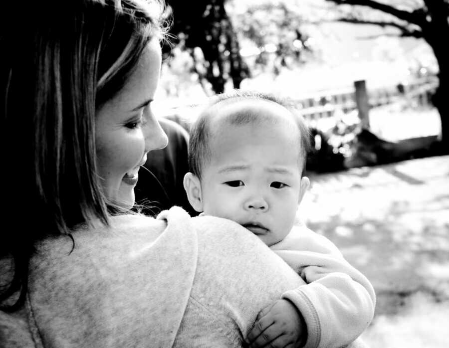 mom holding her new baby