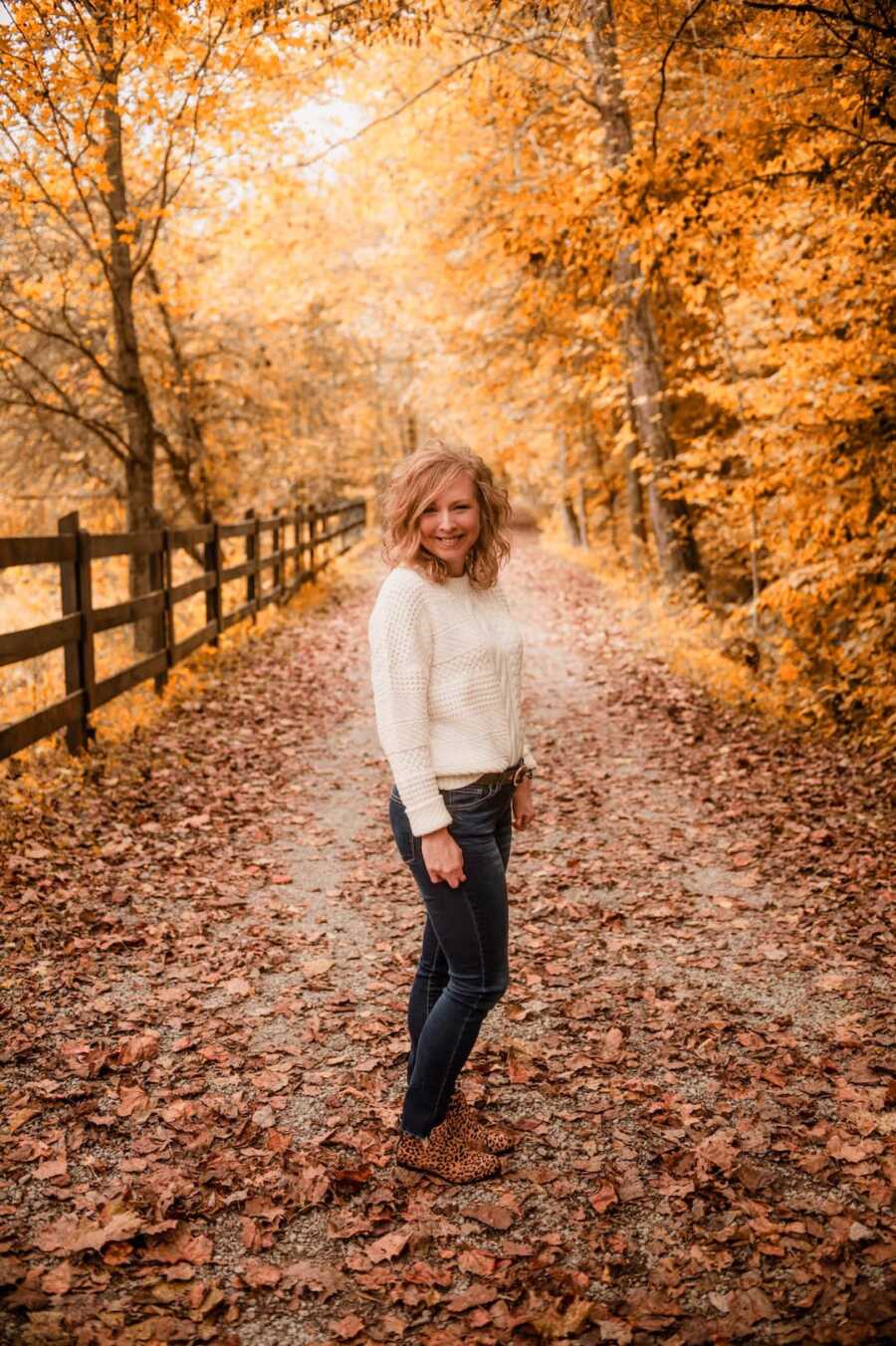 woman outside in the fall