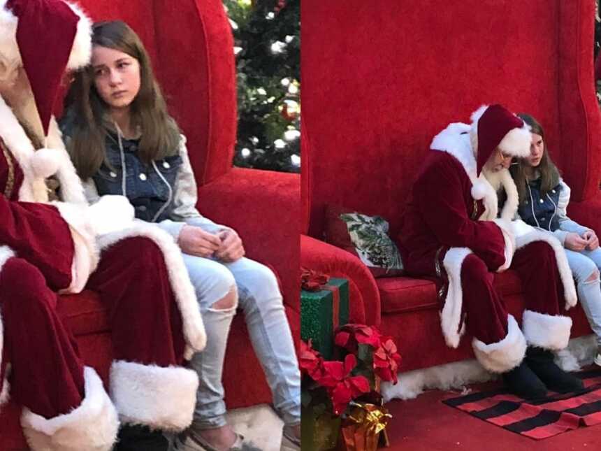 圣诞老人与一个小女孩，谁心烦她的朋友搬家了