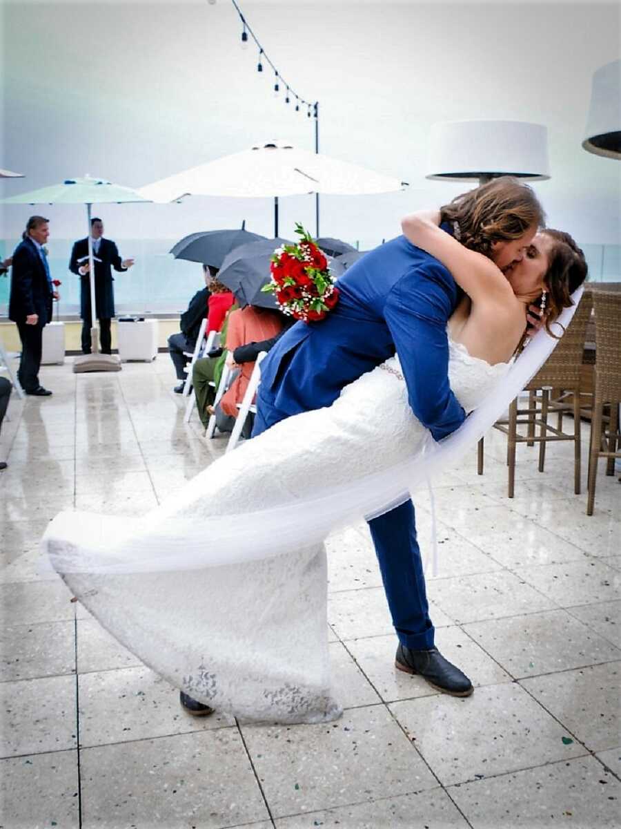 American Girl and Dutch man kiss on their wedding day 