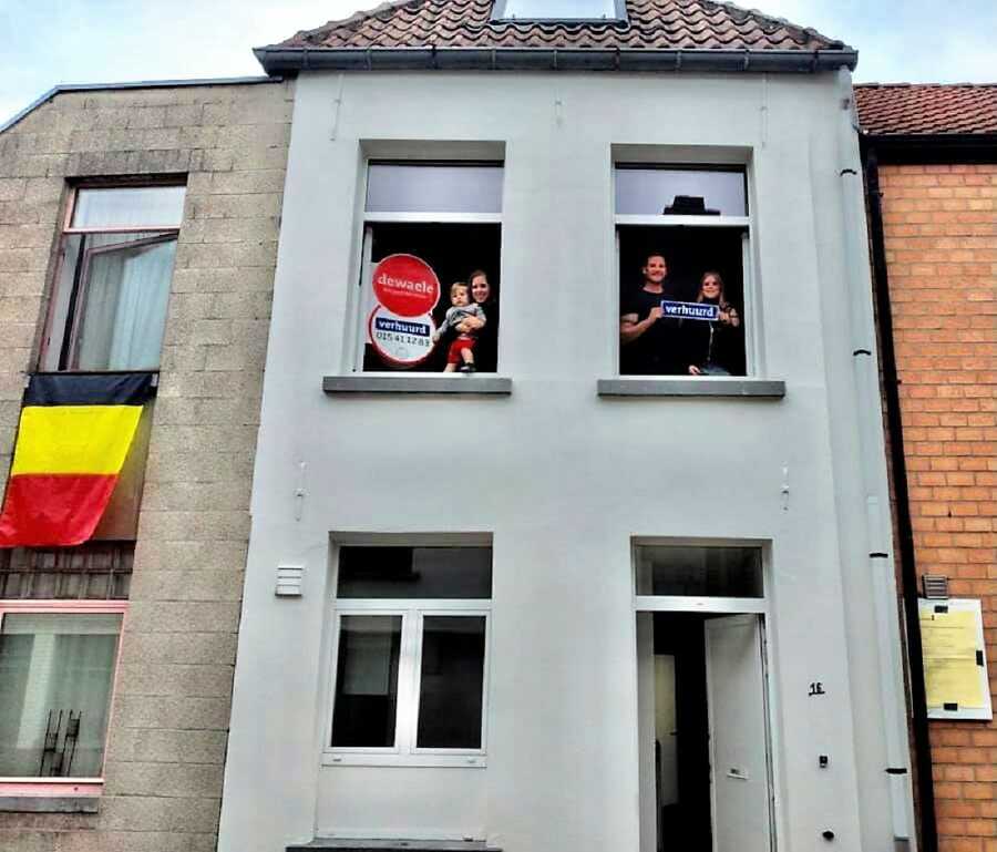 blended family move into a new house in Belgium 