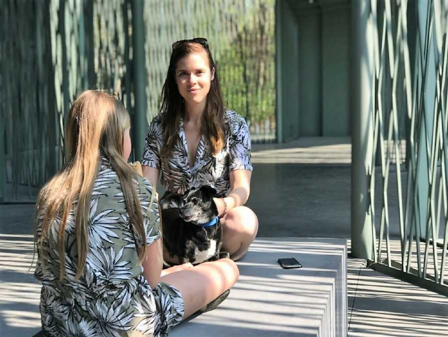 step mom bonding with stepdaughter wearing matching outfits 