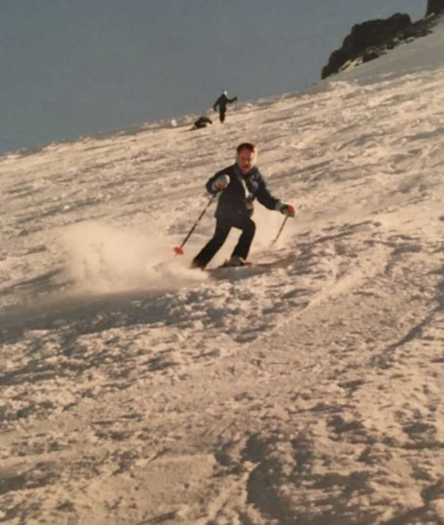 young girl skiing