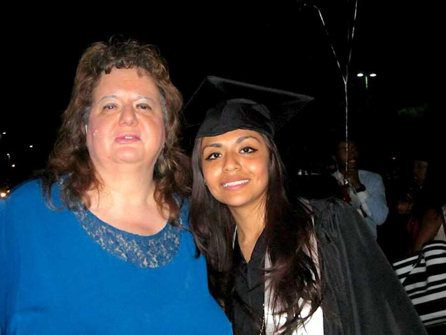 Foster daughter at graduation with her foster mom. 