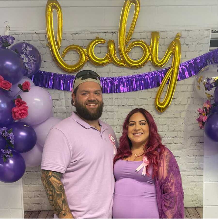 mom and dad at their baby shower