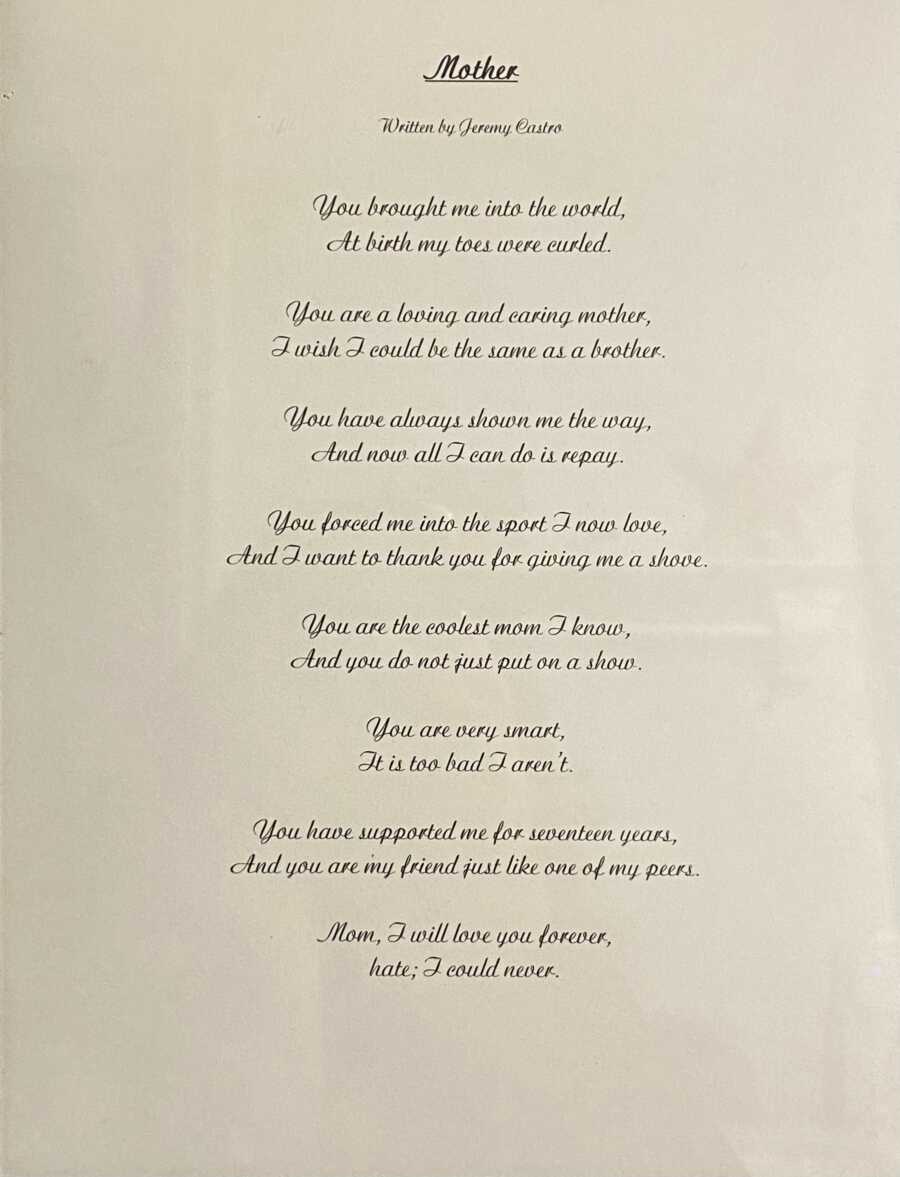 piece of text at the funeral