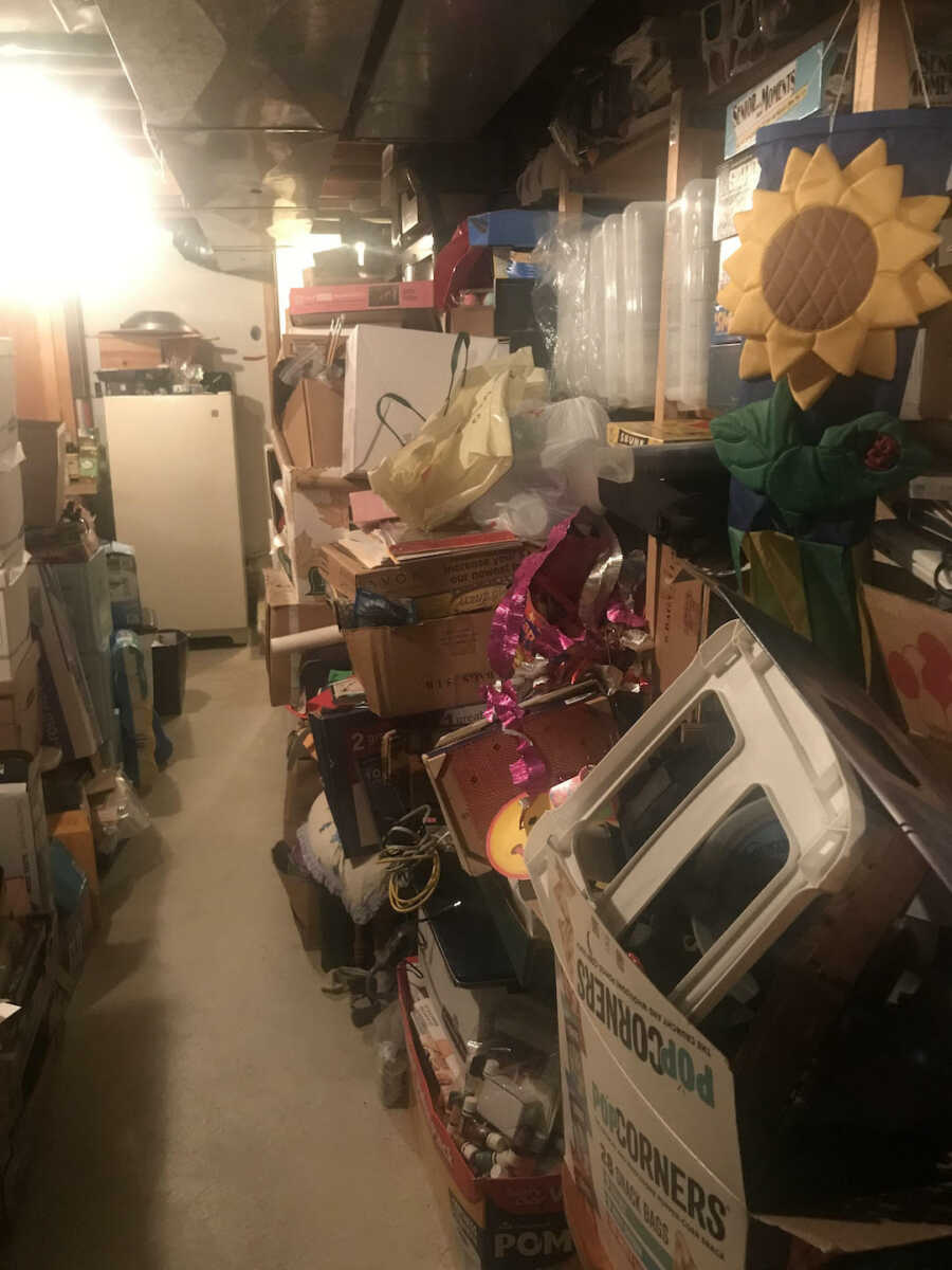 cluttered basement