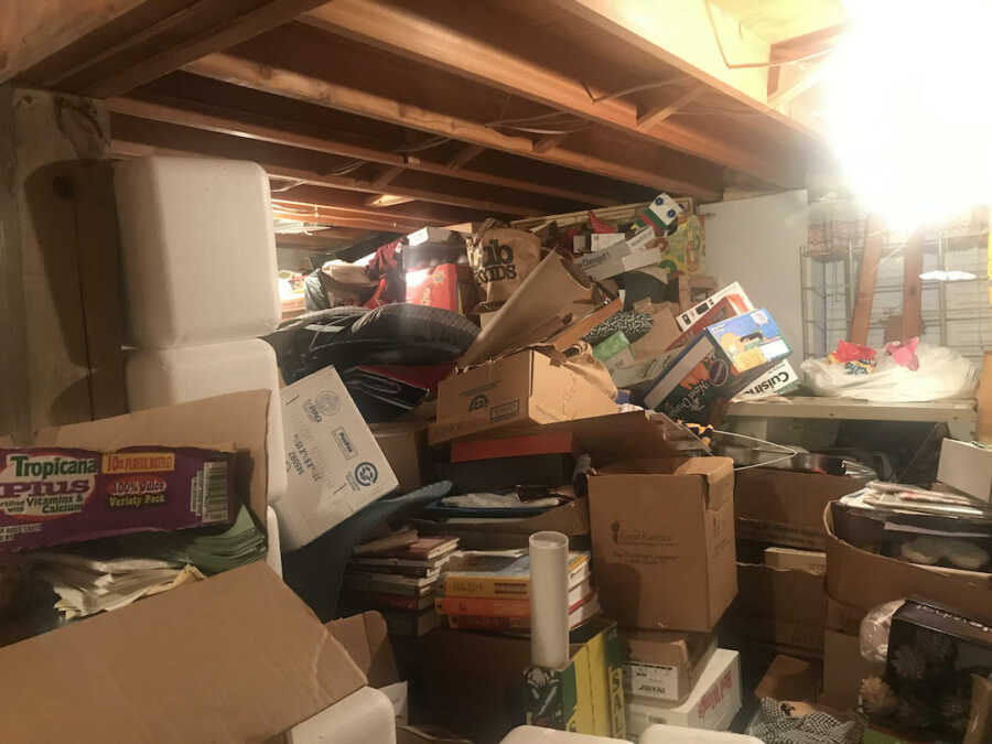 cluttered basement
