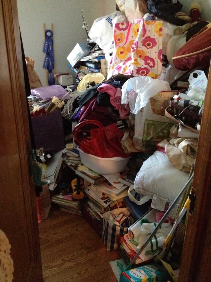 cluttered bedroom