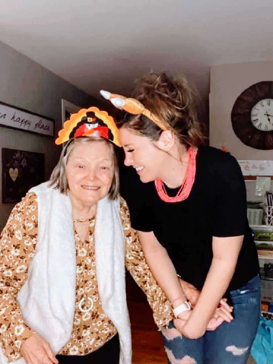 A daughter and her mom celebrating Thanksgiving