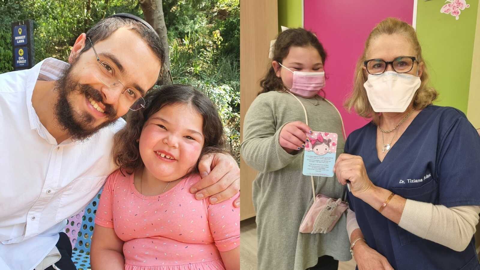A girl and her dad and a child with rare condition spreads kindness