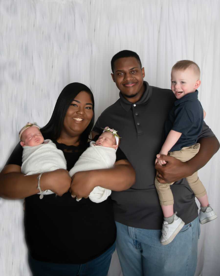 Sampson family picture with new twin girls.