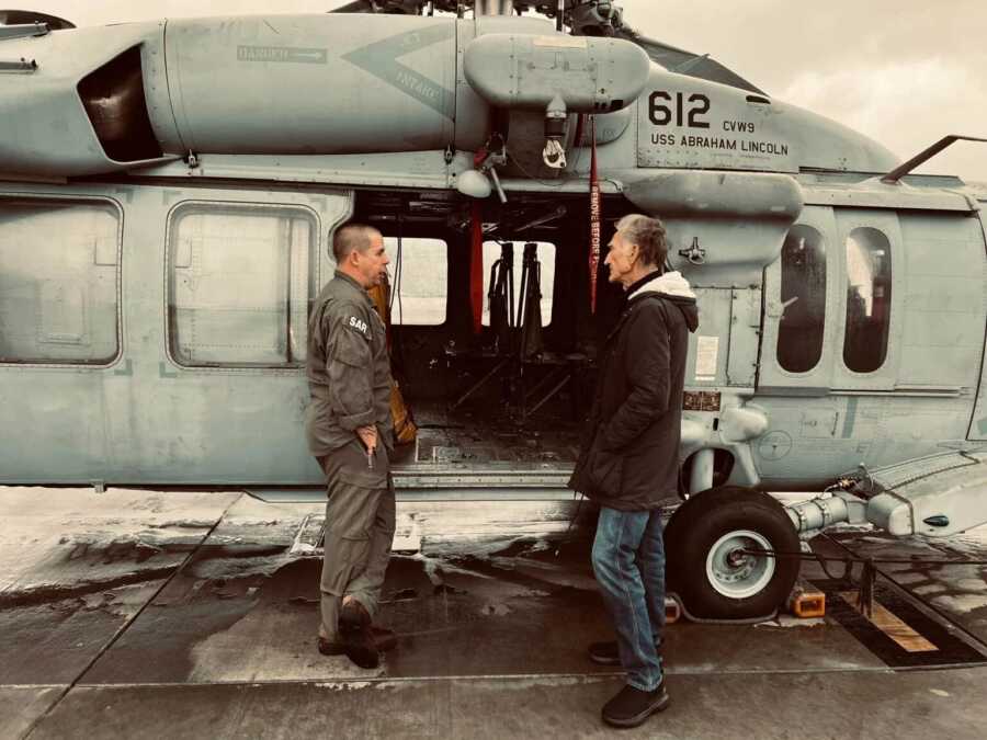 dad with cancer checking out a helicopter