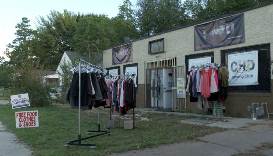 clothing outside the gym for the people there