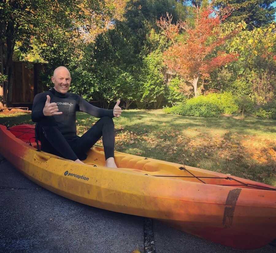 man who has cancer in a canoe 