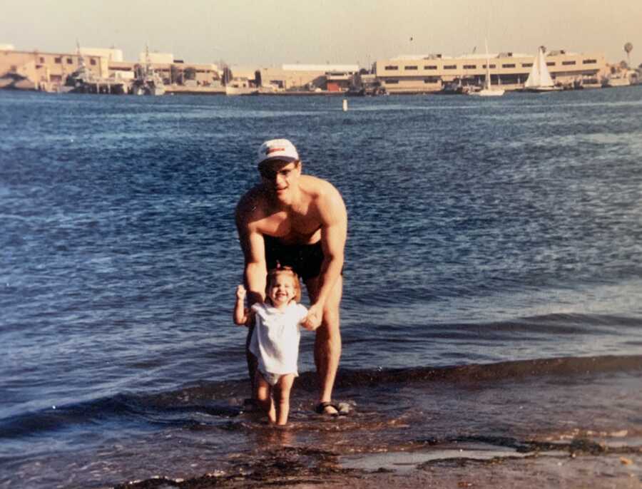 dad and daughter in the lake
