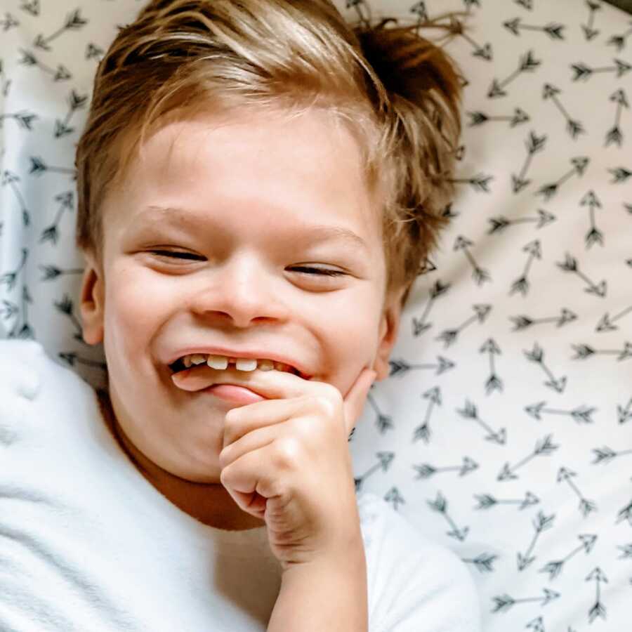 Special needs mom shares photo of her son with rare condition smiling big during playtime