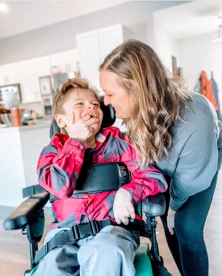 Special needs mom shares special moment with her son with rare condition
