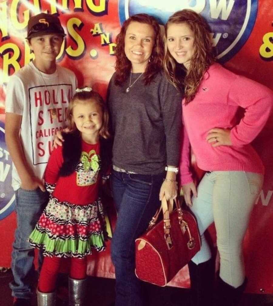 mom and kids at the fair