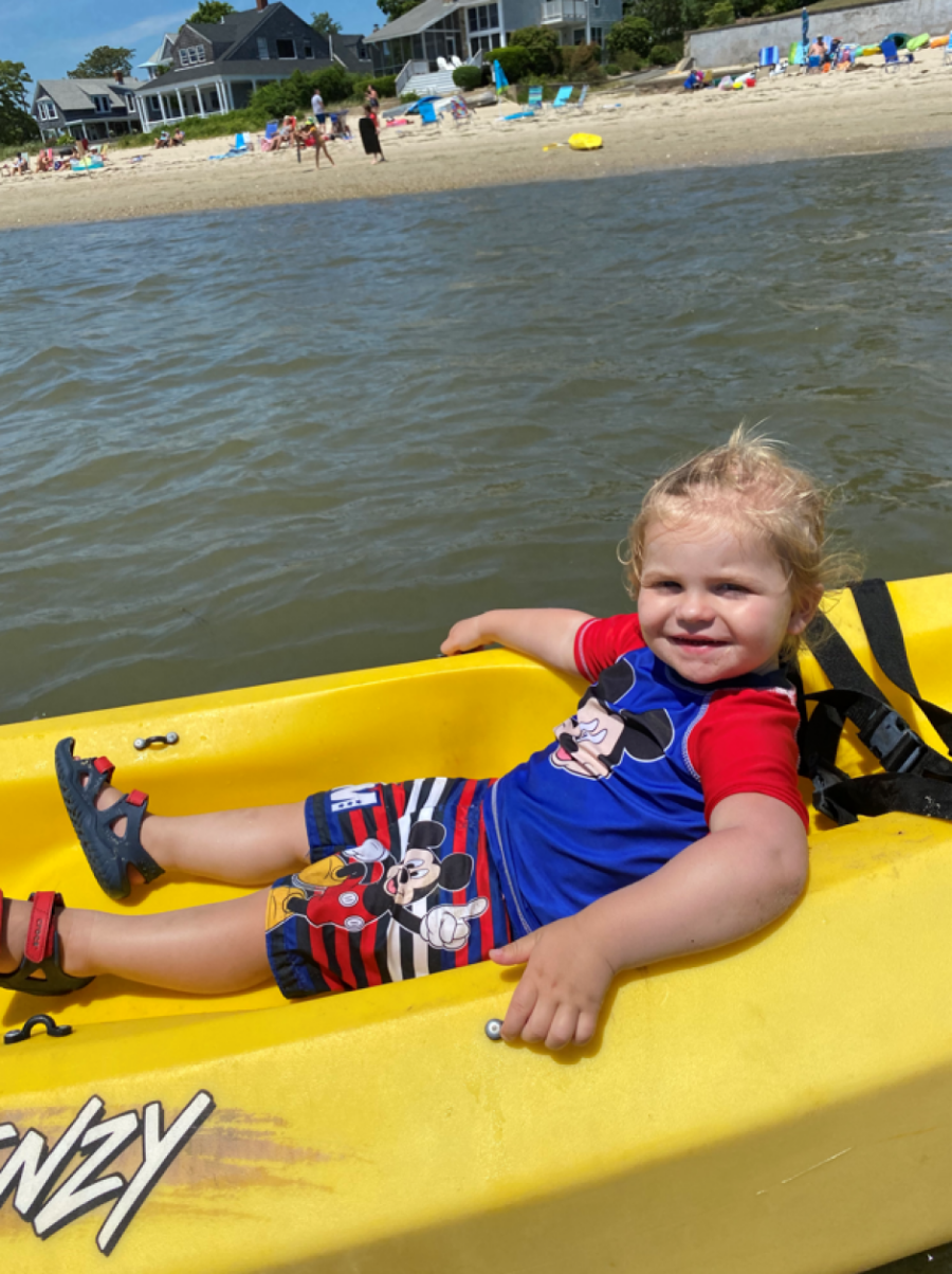 little girl in a kayak