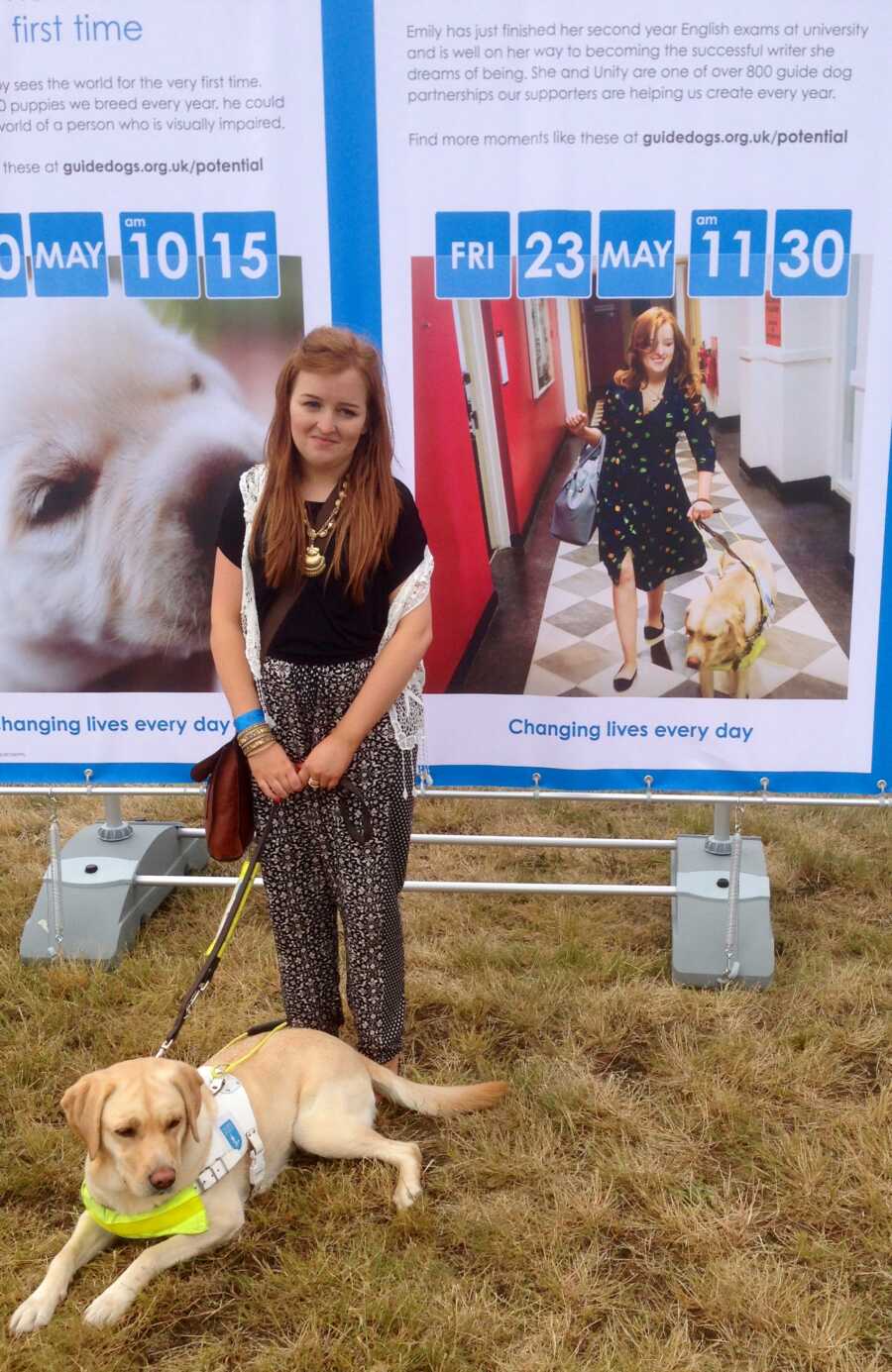 woman and guide dog making the news