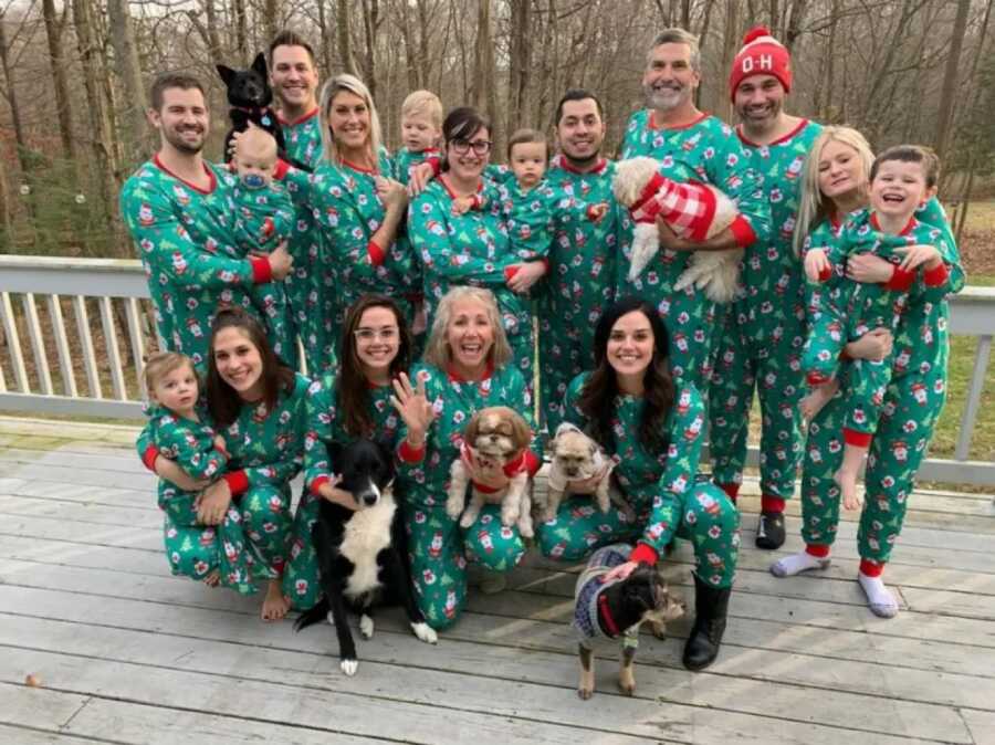 family posing all together for a family picture