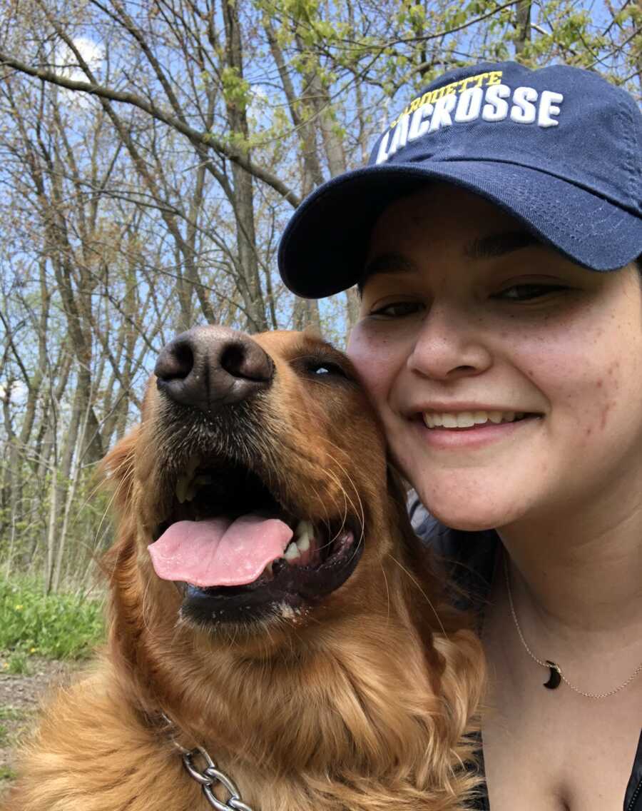 woman and her dog taking a selfie