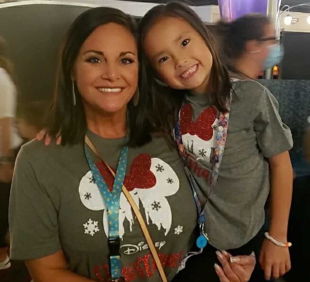 Single mom and adopted daughter enjoy their Disney trip together. 