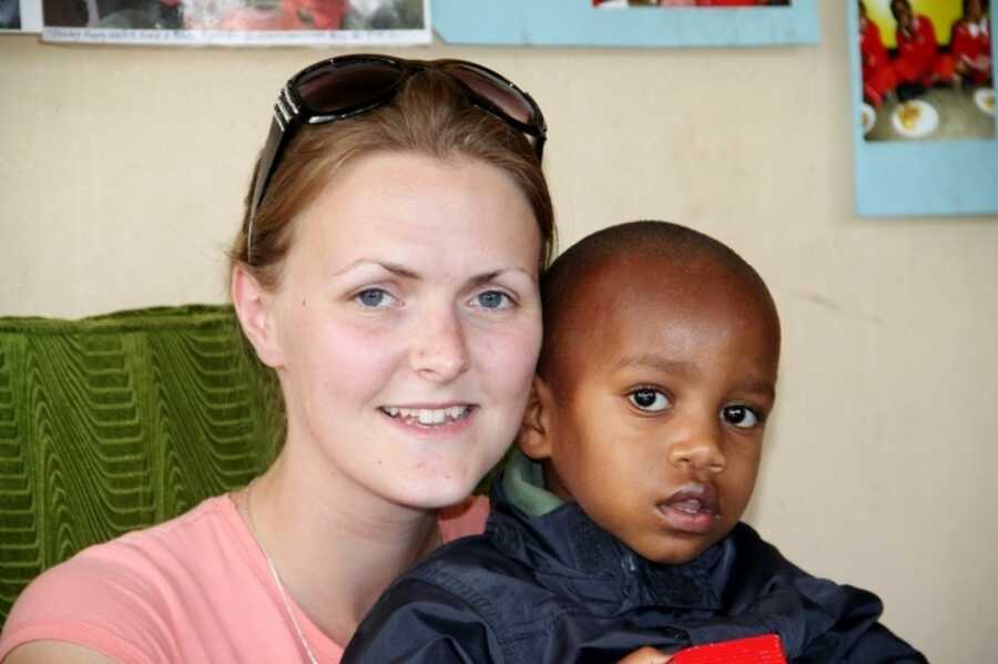 woman with her son that she fostered