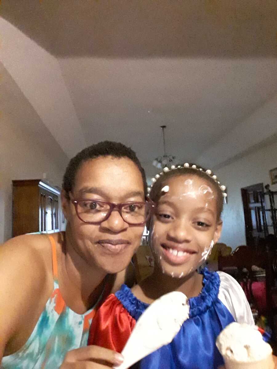 mom and daughter having fun