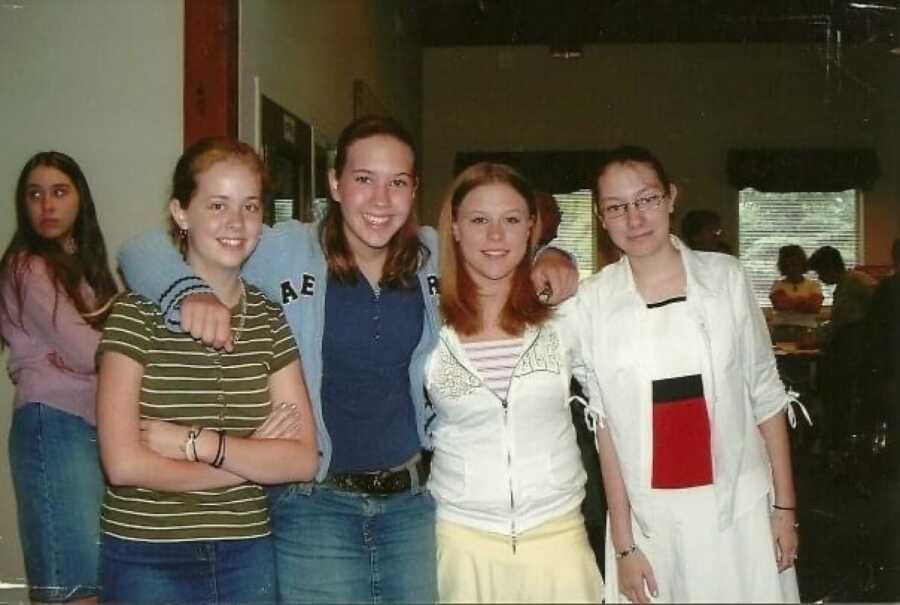 teen girl with her church group