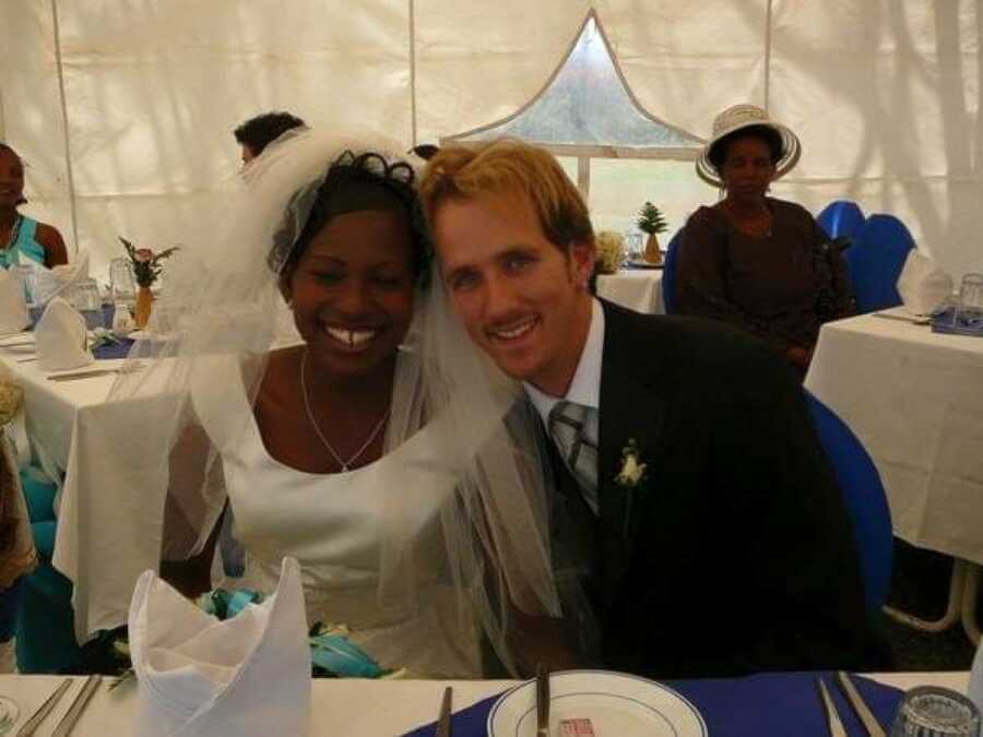 couple at their wedding in the US