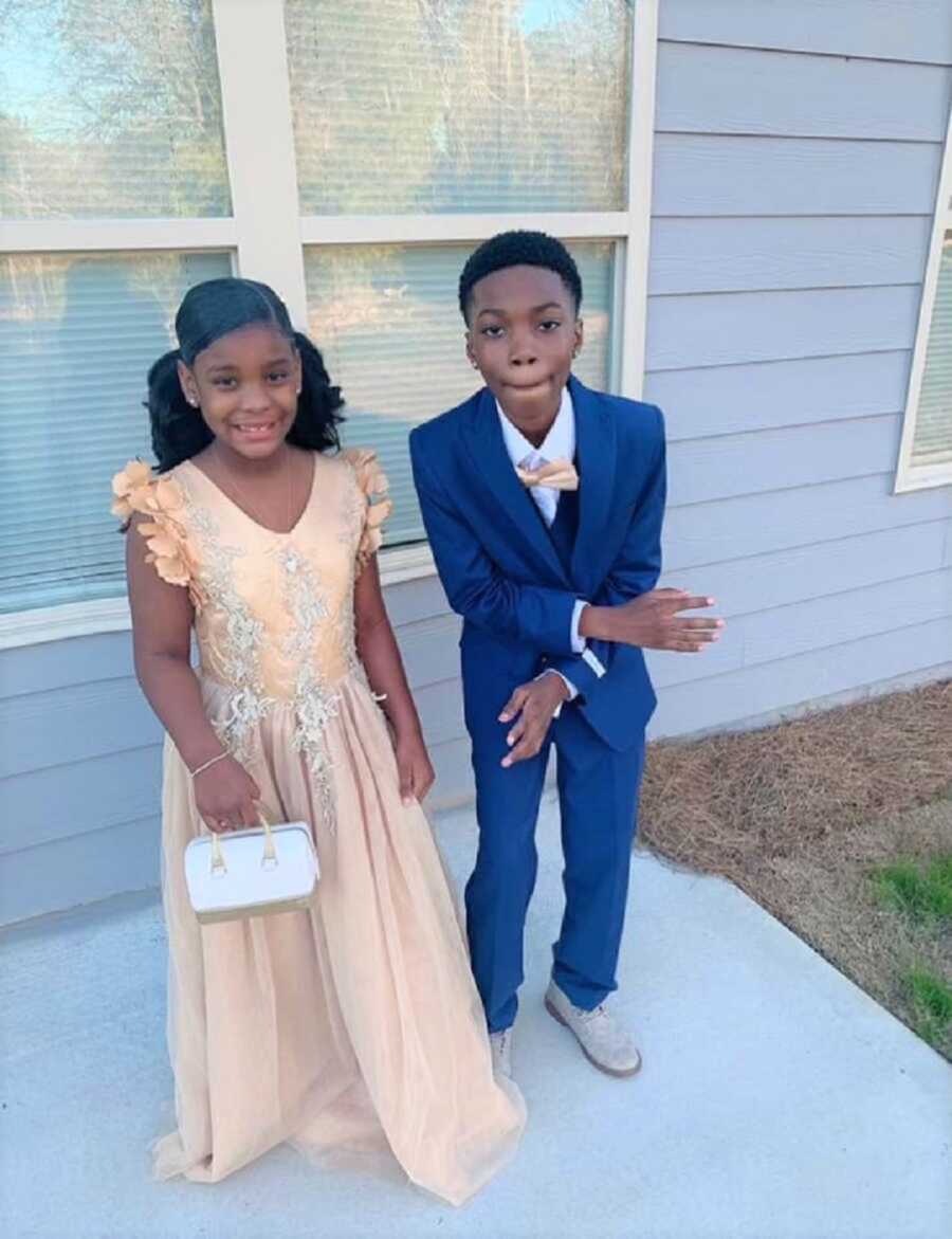 Big brother steps up to take little sister to school's daddy-daughter dance when dad doesn't show.