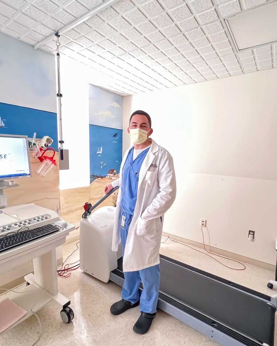 cardiologist working in the cardiac stress lab