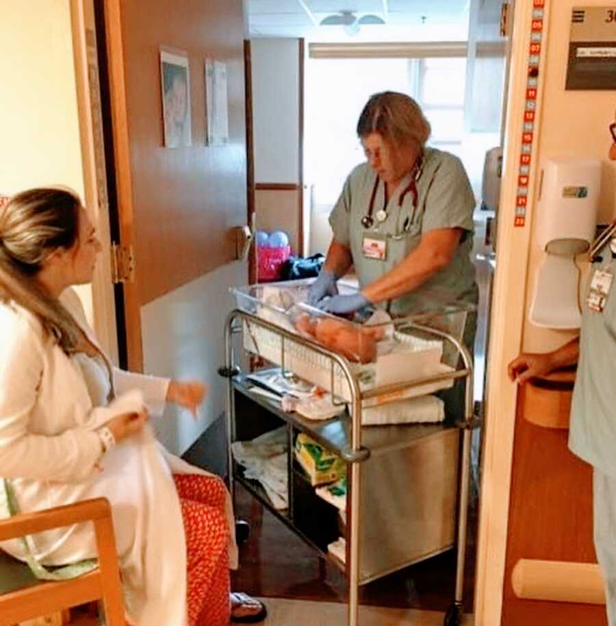 woman in the hospital after giving birth to her third child