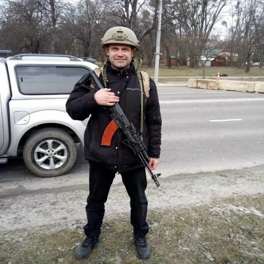Ukrainian civilian joining the military.