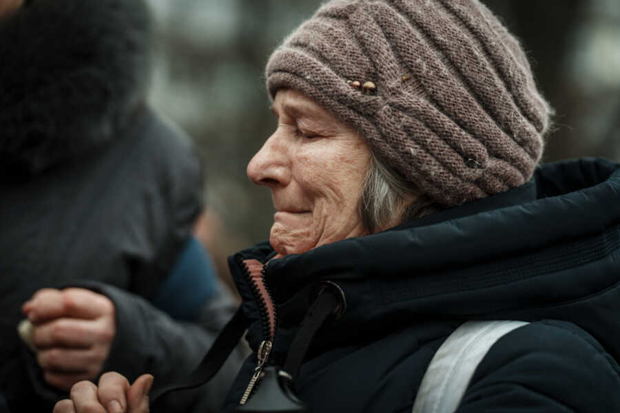 Close-up of elderly Ukrainian woman.