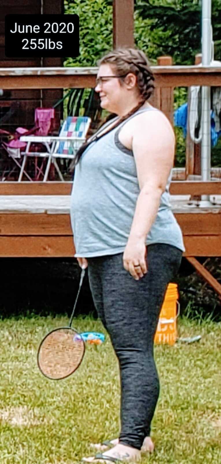woman's before on weight loss journey