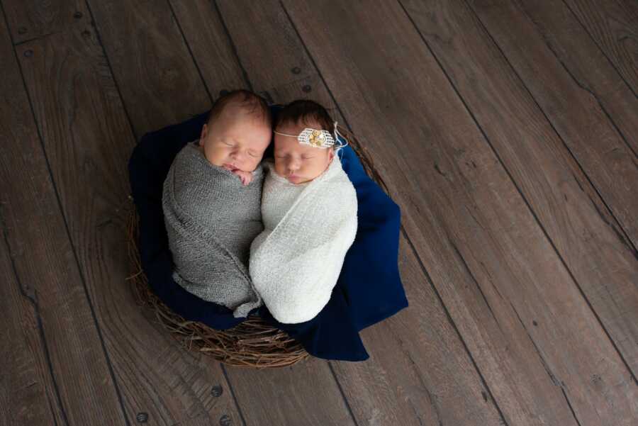 twins having their picture taken