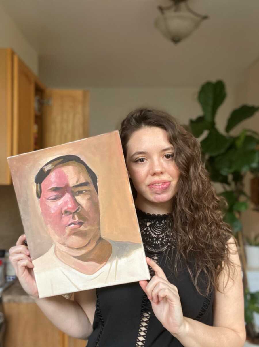 artist with her painting