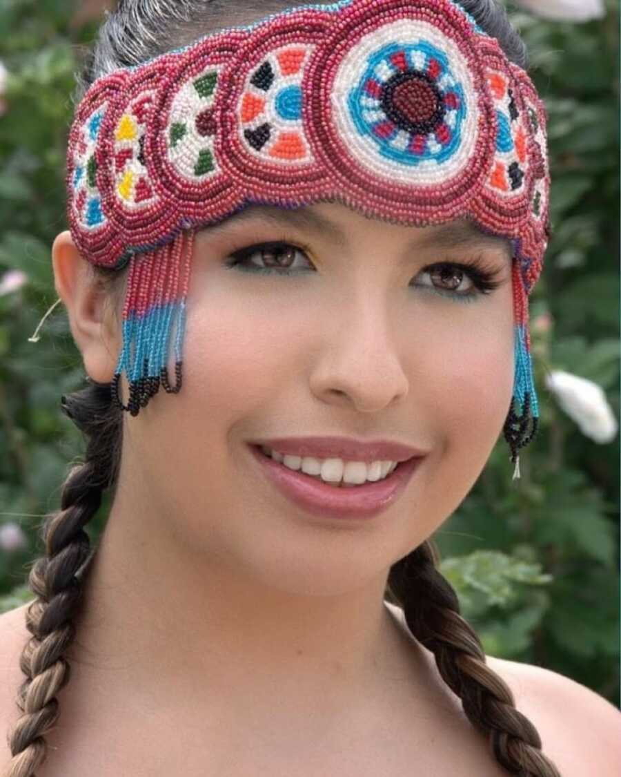 woman in her beaded crown