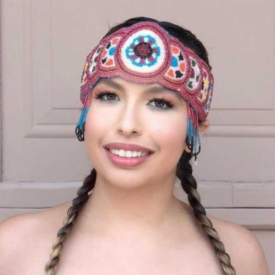 woman in her beaded crown