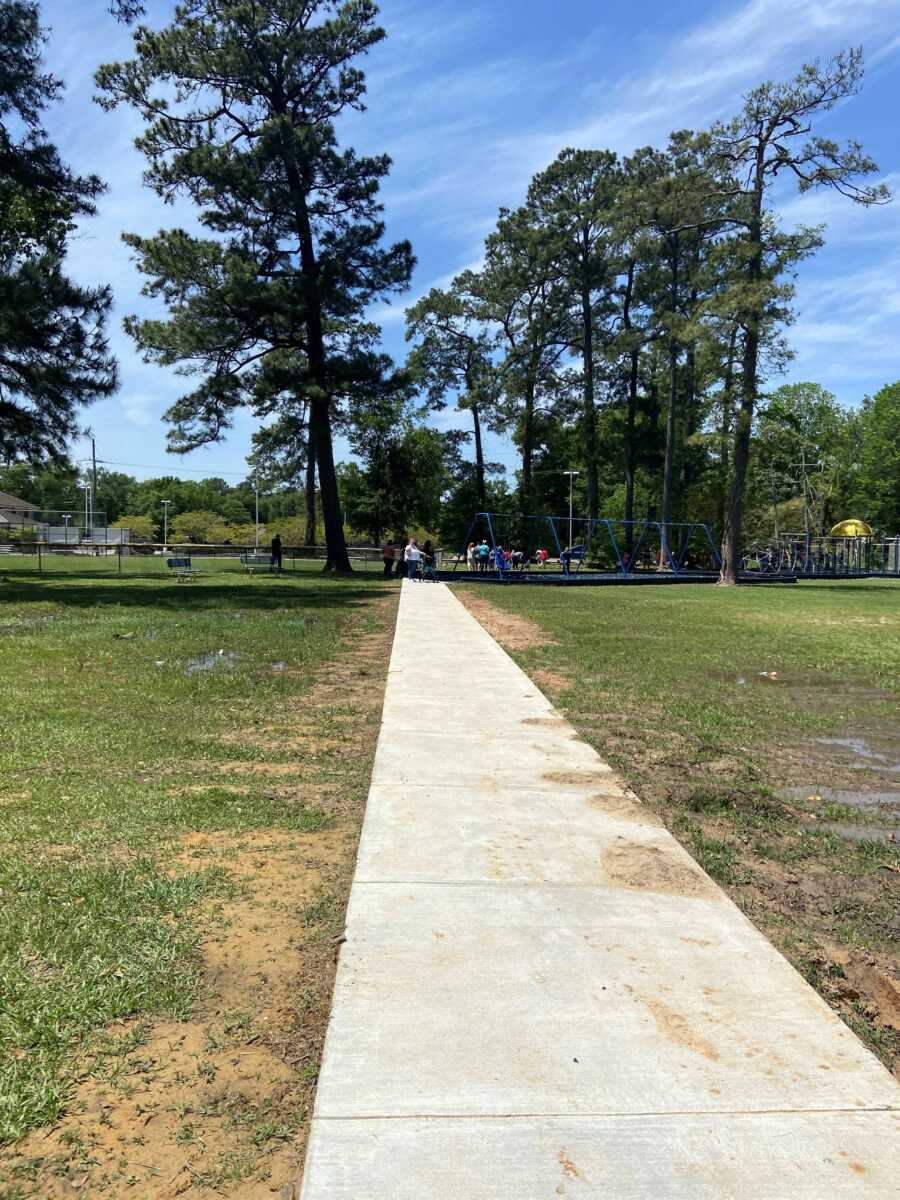sidewalk that ended making it hard for girl in wheelchair