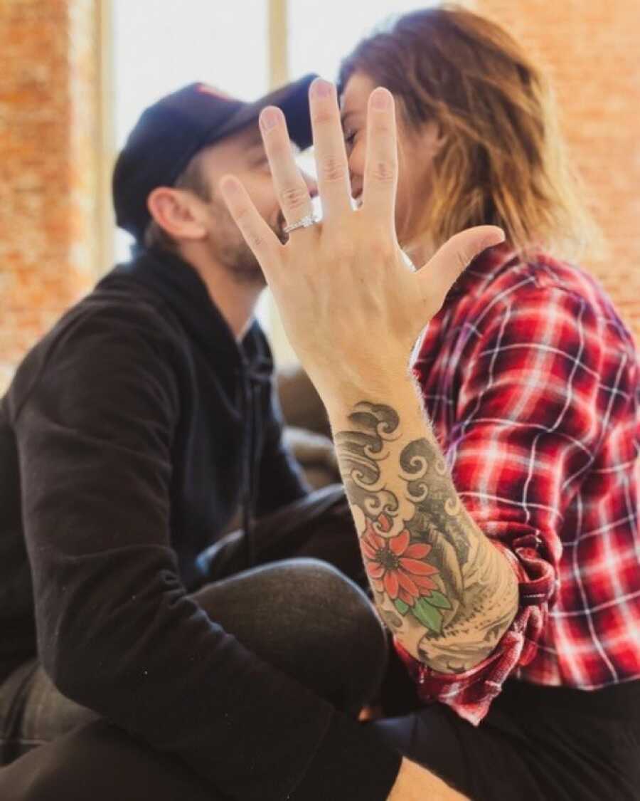 couple showing they are engaged